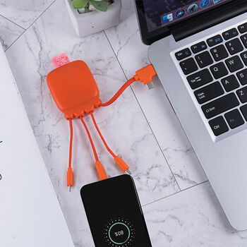 Batterie 3000 mAh multicable de poche recyclé Batterie 3000 mAh multicable de poche recyclé - Batterie externe personnalisable - e-goodies - 1