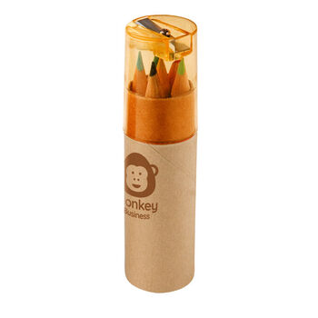Boîte cylindrique avec 6 crayons de couleur Boîte cylindrique avec 6 crayons de couleur - Crayon personnalisé - e-goodies - 1