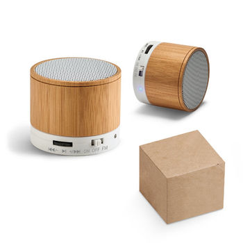 Haut-parleur portable avec microphone bambou
