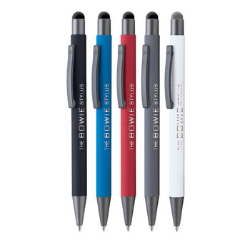 Stylo à bille et Stylet Finition Gomme et attributs Chromés mats - Stylos métal - e-goodies - 1