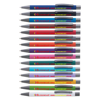 Stylo à bille Finition Gomme et attributs Chromés mats - Stylo personnalisable - e-goodies - 1