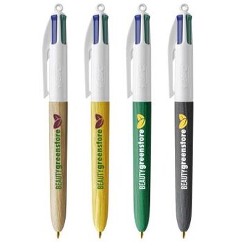 Stylo BIC® 4 Couleurs corps effet bois - Stylo plastique publicitaire - e-goodies - 1