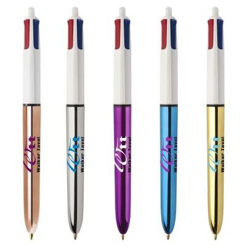 Stylo BIC® 4 Couleurs corps effet metallisé Stylo BIC® 4 Couleurs corps effet metallisé - Stylo plastique publicitaire - e-goodies - 1