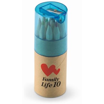 Tube 12 crayons de couleur     Tube 12 crayons de couleur     - Stylo personnalisable - e-goodies - 1